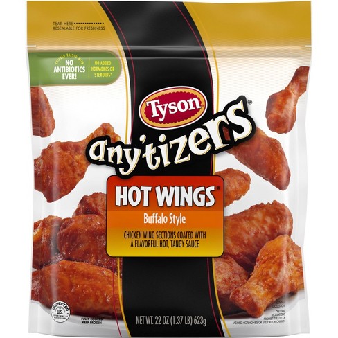 Tyson Any Tizers Bone In Buffalo Chicken Hot Wings Frozen 22oz Target
