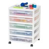 IRIS 5 Drawers Scrapbook Plastic Rolling Storage Cart with Organizer Top with Casters White - 2 of 4