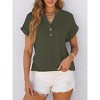 Women's Short Sleeve Henley Top V Neck Loose Fit Flowy Blouse Summer Casual Dressy Shirts Dressy Clothes - 3 of 4