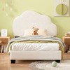 Twin-Size Upholstered Boucl� Fabric Platform Bed featuring a Cloud-Inspired Headboard - image 3 of 4