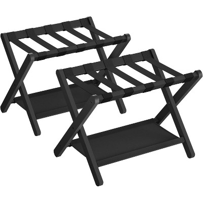 Luggage Rack, Folding Suitcase Stand with Storage Shelf, for Guest Room, Hotel, Bedroom