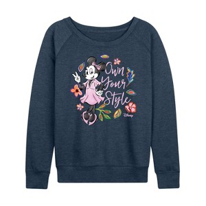 Women's - Disney - Own Your Style Lightweight French Terry Wide Neck Long Sleeve Shirt - 1 of 4
