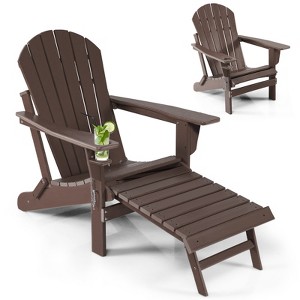 Tangkula Adirondack Chair W/Ergonomic Design&Ottoman Outdoor Armchair HDPE chair for Yard&Patio Black/Coffee/Grey/Turquoise/White - 1 of 4