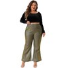 Agnes Orinda Women's Plus Size Party Metallic Sparkly Elastic Waist Wide Leg Flare Palazzo Pants with Pockets - 3 of 4