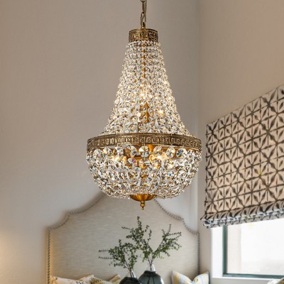 ALOADECOR Vintage Basket Chandelier French Country Decor With Crystal Accents