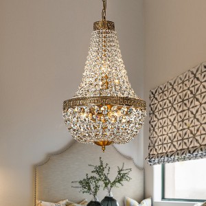 ALOADECOR Vintage Basket Chandelier French Country Decor With Crystal Accents - 1 of 4