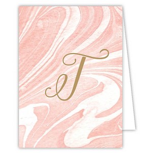 10ct Marble Note Cards - Monogram T: RosanneBECK Collections, Light Pink Stationery, Multicolor Design, Typography, All Occasions - 1 of 1