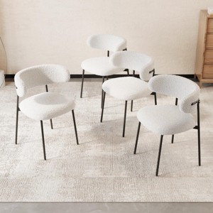 SEVOBAL Dining Chairs Set of 4 Modern Teddy Velvet Chairs with Black Metal Legs Easy Assembly for Dining Room, White, 30.7"*19.1"*19.1" - 1 of 4
