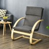 Costway Modern Bentwood Lounge Chair Fabric Upholstered Accent Leisure Armchair Gray - image 2 of 4