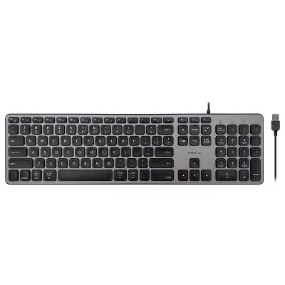 Macally Ultra Slim USB Wired Keyboard Space Grey for Mac & PC