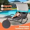 Pellebant Outdoor Double Sun Bed Chaise Lounge Chair Rocking Bed with Sun Shade & Wheels - 4 of 4