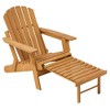 YUHAO Folding Adirondack Chair with Retractable Ottoman - Pre-Assembled for Patio Garden Backyard Porch Pool Deck，Solid Wood，Light Brown - 3 of 4