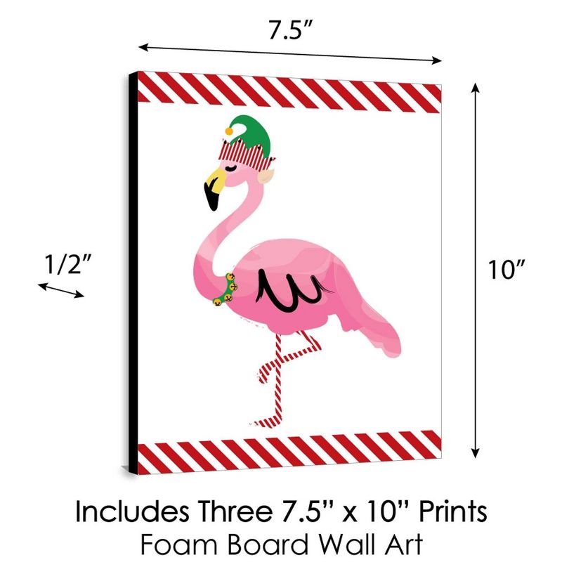 Big Dot of Happiness Flamingle Bells - Tropical Christmas Wall Art and Holiday Decorations - 7.5 x 10 inches - Set of 3 Prints, 5 of 8