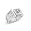 Silver Diamond Accent Miracle-Set 9 Stone Ridged Band Gentlemen's Fashion Ring - 3 of 4