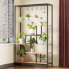 GustoWave 5 Tier Tall Indoor Plant Stand, 70.9 Inch Large Metal Plant Shelf Rack with 6 Hanging Hooks, Iron and Wood Flower Display Rack - 2 of 4