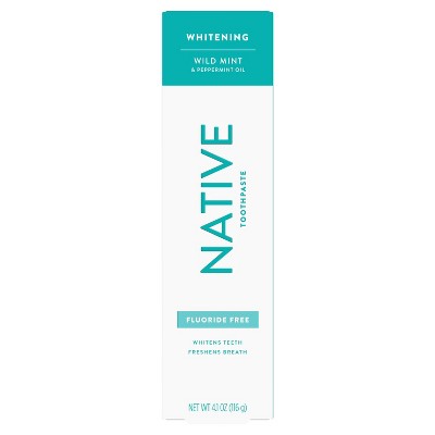 Native Whitening Wild Mint & Peppermint Oil Fluoride Free Natural Toothpaste - 4.1oz