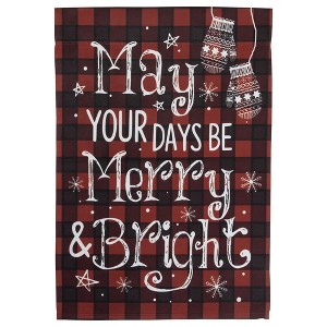 Northlight Buffalo Plaid "Merry and Bright" Christmas Outdoor Garden Flag - 18" x 12.5" - 1 of 4
