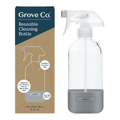 Grove Co. Reusable Cleaning Glass Spray Bottle - Polished Gray
