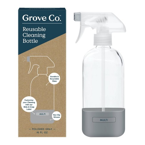 Grove Co. Reusable Cleaning Glass Spray Bottle with Silicone Sleeve - Polished Gray - 1ct - image 1 of 4