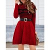 Clearlove  Women Christmas Long Sleeve Knitted Crewneck High Waist A-Line Mini Sweater Dress - 3 of 4