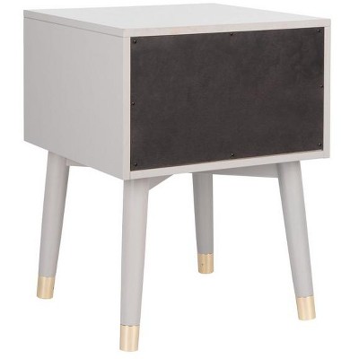 Retro Grey and Gold 2-Drawer 26" Nightstand with Metallic Accents