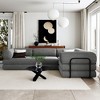 L-Shaped Modular Sofa Bed Corduroy Upholstered Sofa,  No Assembly Needed, Beige/Green/Gray-ModernLuxe - 3 of 4