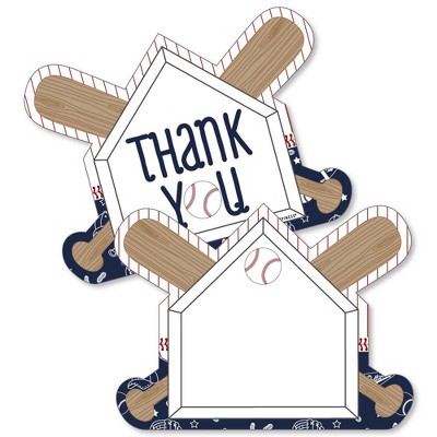Big Dot of Happiness Batter Up - Baseball - Shaped Thank You Cards - Baby Shower or Birthday Party Thank You Note Cards with Envelopes - Set of 12