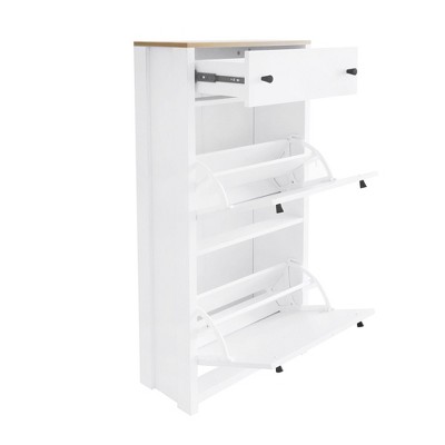NicBex Set of 1/Set of 2 Shoe Cabinet with 2 Flip Drawers,Farmhouse Shoe Organizer with Drawer for Entryway,Hallway,Living Room
