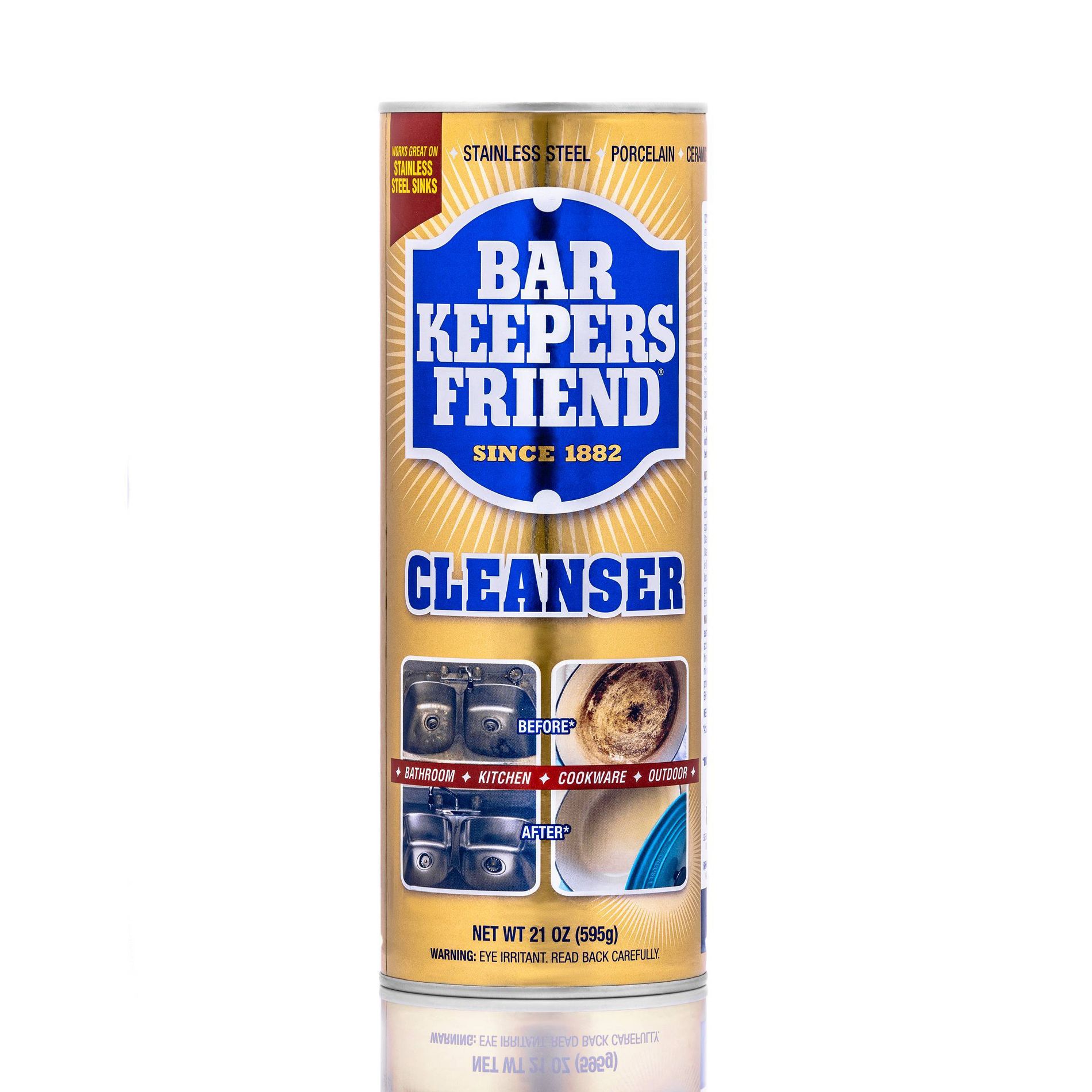 Bar Keepers Friend Bleach & Phosphate Free, Multipurpose Household Cleanser & Polish for Kitchen, Bath, Cookware & Outdoors - 21oz