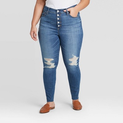 women's plus size ripped skinny jeans