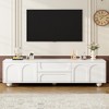 HDZNVF Cream Style TV Stand with Arched Doors and 2 Drawers for TVs up to 75 inch, White - 2 of 4