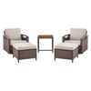 POCASSY 4 Piece Patio Furniture Set, Dark Brown Hand-Brushed Arms Swivel Glider Patio Chairs Set of 2 with Ottomans - 2 of 4