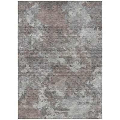Brown And Ivory Abstract Washable Indoor Outdoor Area Rug
