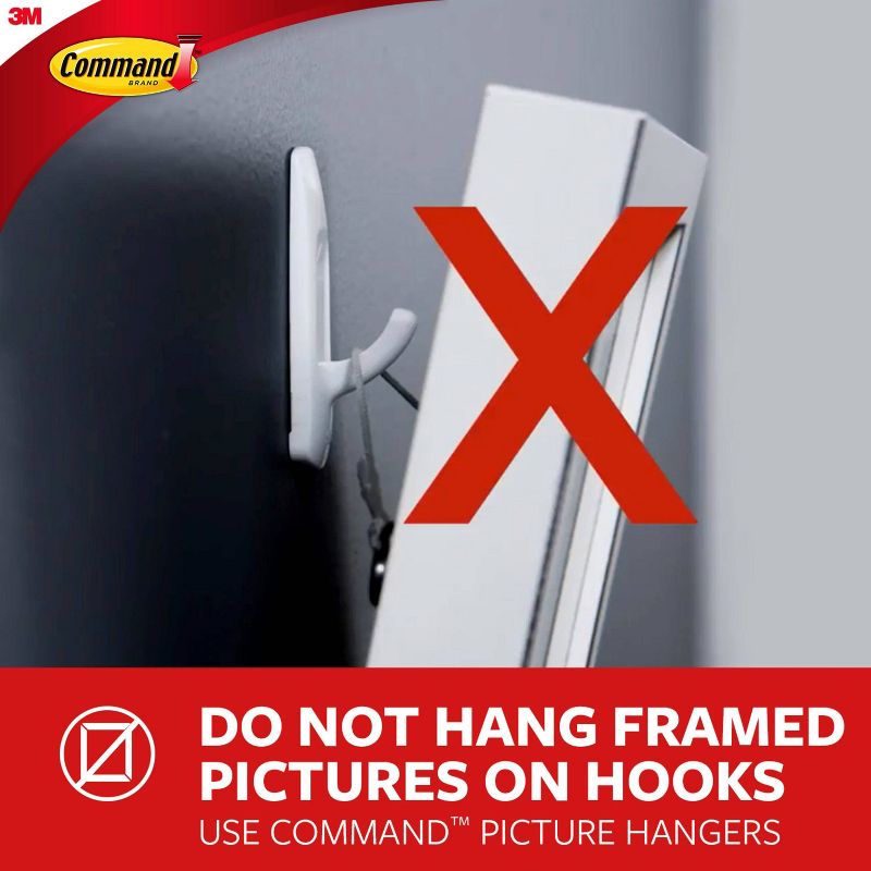 Command 1 Hook 2 Strips Large Sized Bathroom Decorative Hook with Water Resistant Strips White, 6 of 15