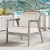 Modern Acacia Wood Club Chairs,Cream Fabric Cushion Patio Club Chair,Double Sided Woven Backrest Solid Acacia Wood Garden Chair-Coolbibila - 3 of 4