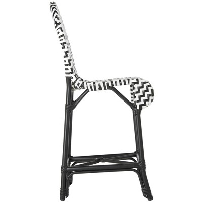 Shea Black and White Wicker Indoor/Outdoor Counter Stool