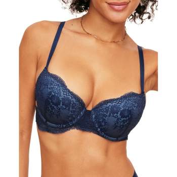 Adore Me 34C Ink Blue Floral Plunge Bra NWT