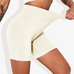 Anna-Kaci Active Women's High-Waisted Seamless Biker Shorts Ribbed Compression Yoga Workout Shorts for Fitness and Running - 1 of 4