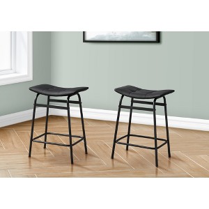 24.5" Fabric & Metal Backless Padded Saddle Counter Height Barstool (Set of 2) with Contemporary Modern Design for Kitchen - 1 of 4