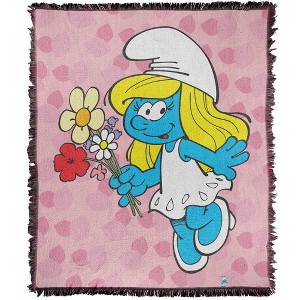 The Smurfs Smurfette Blanket 50"x60" Woven Tapestry - 1 of 4