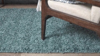 Cloud Gray Synthetic Shag Hearth Area Rug