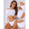 Allegra K Women's Waist Lace Low-Waisted T-Back Striped Thongs - 3 of 4