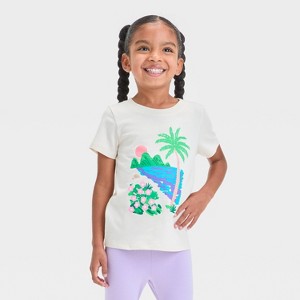 Toddler Girls' Palm Tree Graphic T-Shirt - Cat & Jack™ Beige - 1 of 4