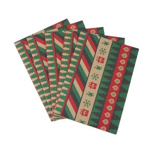 Unique Bargains Gift Wrap Paper Christmas Kraft 27.56"x19.69" 5 Pcs - 1 of 4