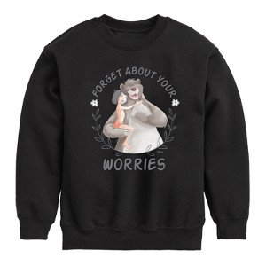 Boys' - Disney - Forget About Your Worries Baloo and Mowgli Graphic Long Sleeve Fleece Sweatshirt - 1 of 4