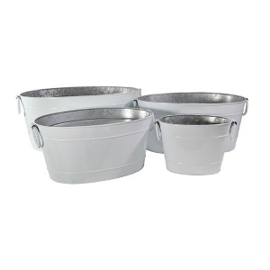 Essential Decor & Beyond 4pcs White Oval Galvanized Steel Outdoor Party Tub 4 Sizes - 1 of 1