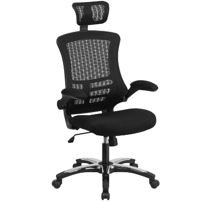 Flash Furniture High-Back Black Mesh Swivel Ergonomic Executive Office Chair with Flip-Up Arms and Adjustable Headrest, BIFMA Certified