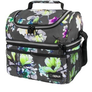 OPUX Double Decker Lunch Box Men Women, Insulated Leakproof Cooler Bag Adult Work, Dual Compartment Pail Tote Boys Girls Kids - 1 of 4