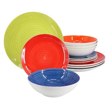 Hometrends Crenshaw 12 Piece Fine Ceramic Dinnerware Set in Assorted Colors