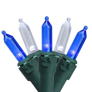 Northlight 50ct Mini LED String Lights Blue/Pure White - 16.25' Green Wire - 1 of 3